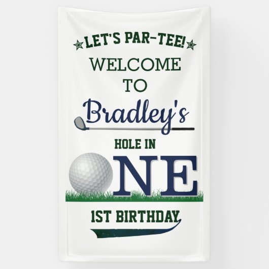 Golf PAR-T-SHIRT 1st Birthday Welcome Spandoek (Verticaal)