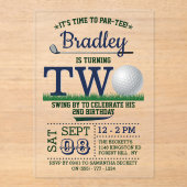 Golf PAR-T-SHIRT 2e verjaardag Acryl Uitnodigingen (Voorkant)