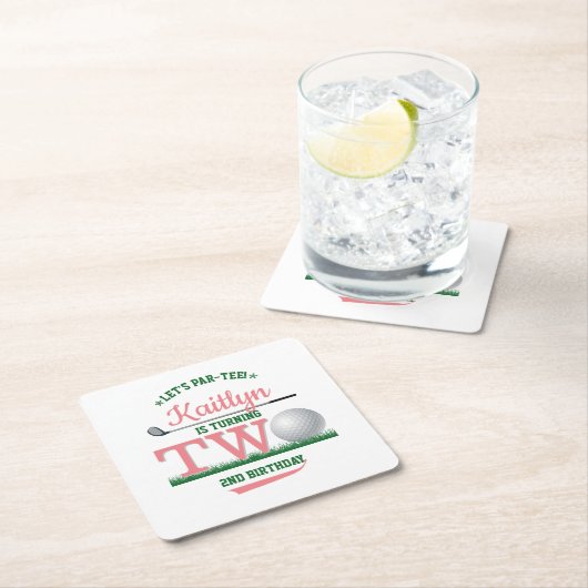 Golf PAR-T-SHIRT 2e verjaardag Kartonnen Onderzetters (Insitu)
