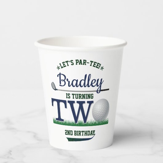 Golf PAR-T-SHIRT 2e verjaardag Papieren Bekers (Voorkant)
