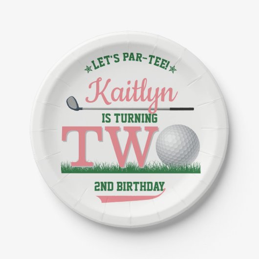 Golf PAR-T-SHIRT 2e verjaardag Papieren Bordje (Voorkant)