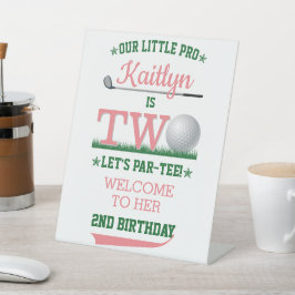 Golf PAR-T-SHIRT 2e verjaardag Reclamebord Met Voetstuk