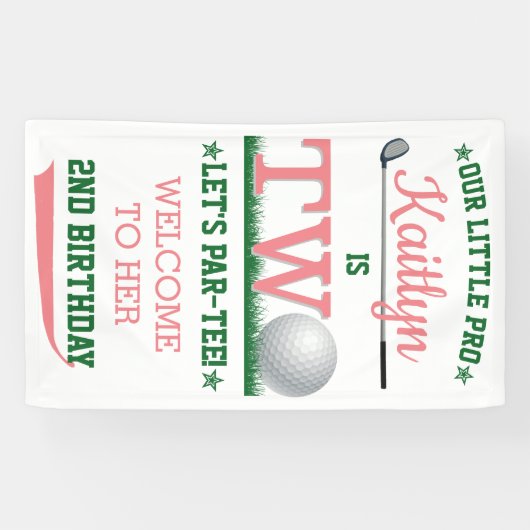 Golf PAR-T-SHIRT 2e verjaardag Spandoek (Horizontaal)