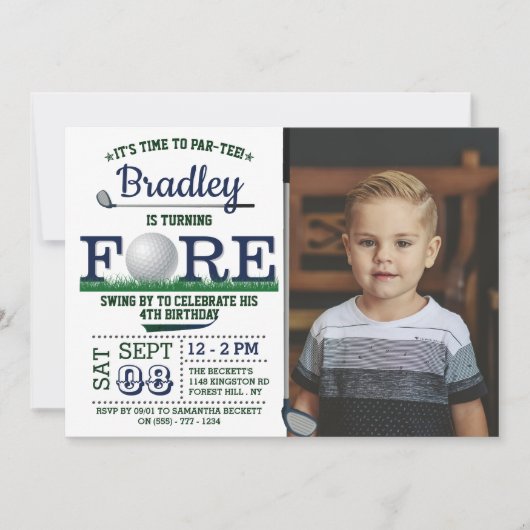 Golf PAR-T-SHIRT 4e geboortedag foto Kaart (Voorkant)