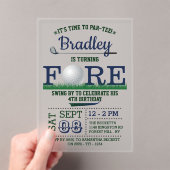 Golf PAR-T-SHIRT 4e verjaardag Acryl Uitnodigingen (Insitu (Draagbaar))