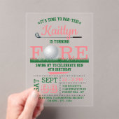 Golf PAR-T-SHIRT 4e verjaardag Acryl Uitnodigingen (Insitu (Draagbaar))