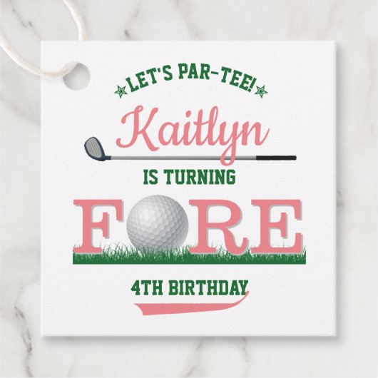 Golf PAR-T-SHIRT 4e verjaardag Bedankjes Labels (Voorkant)