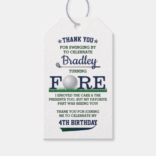 Golf PAR-T-SHIRT 4e verjaardag Cadeaulabel (Voorkant)