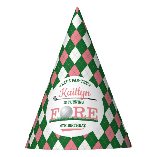 Golf PAR-T-SHIRT 4e verjaardag Feesthoedjes (Voorkant)