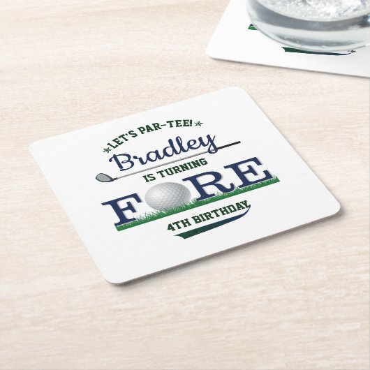 Golf PAR-T-SHIRT 4e verjaardag Kartonnen Onderzetters (Schuin)
