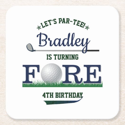Golf PAR-T-SHIRT 4e verjaardag Kartonnen Onderzetters (Voorkant)