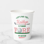 Golf PAR-T-SHIRT 4e verjaardag Papieren Bekers (Achterkant)