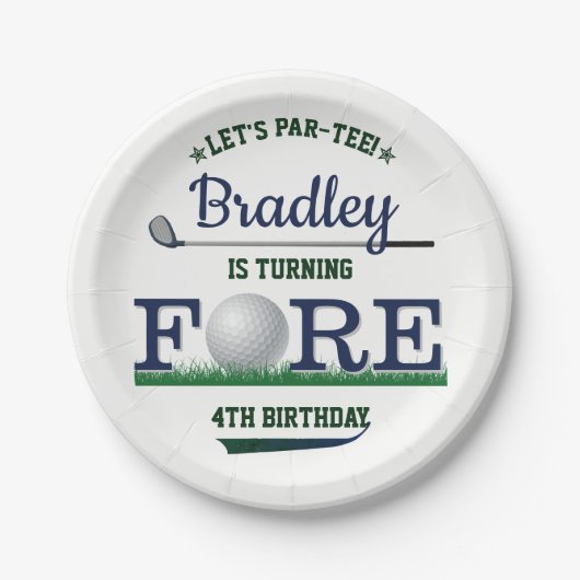 Golf PAR-T-SHIRT 4e verjaardag Papieren Bordje (Voorkant)