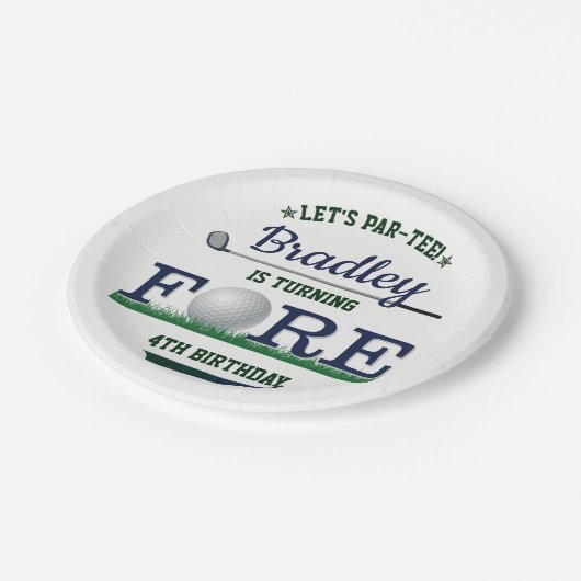 Golf PAR-T-SHIRT 4e verjaardag Papieren Bordje (Gekanteld)
