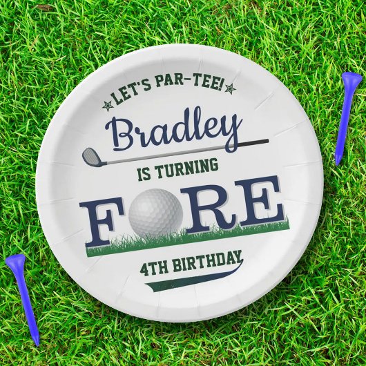 Golf PAR-T-SHIRT 4e verjaardag Papieren Bordje