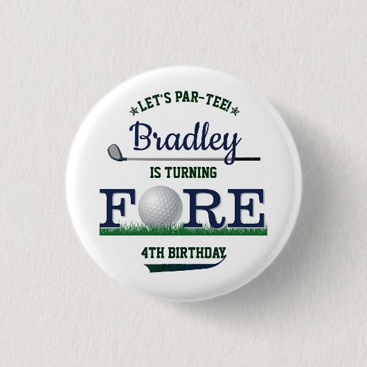 Golf PAR-T-SHIRT 4e verjaardag Ronde Button 3,2 Cm (Voorkant)