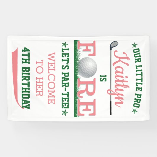 Golf PAR-T-SHIRT 4e verjaardag Spandoek (Horizontaal)