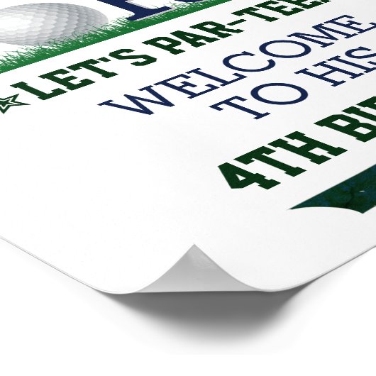 Golf PAR-T-SHIRT 4th Birthday Welcome Sign. Poster (Hoek)