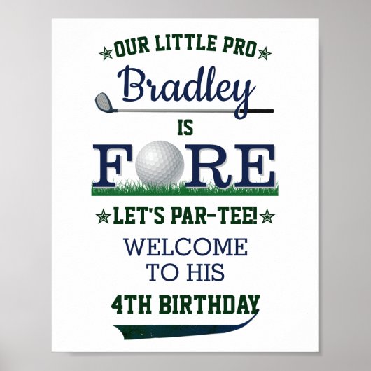 Golf PAR-T-SHIRT 4th Birthday Welcome Sign. Poster (Voorkant)