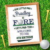 Golf PAR-T-SHIRT 4th Birthday Welcome Sign. Poster