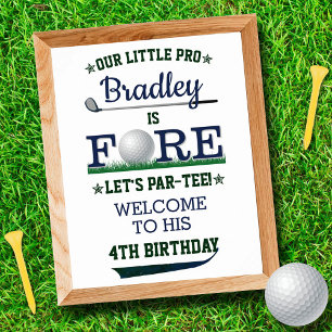 Golf PAR-T-SHIRT 4th Birthday Welcome Sign. Poster