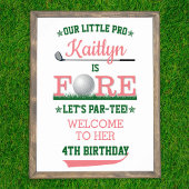 Golf PAR-T-SHIRT 4th Birthday Welcome Sign. Poster