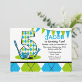 Golf Par-T-shirt 5th Birthday Kaart (Staand voorkant)