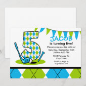 Golf Par-T-shirt 5th Birthday Kaart (Voorkant / Achterkant)