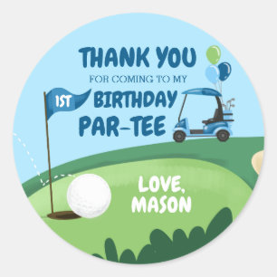 Golf Par-T-shirt Cupcake Topper Boy Birthday Favor Ronde Sticker