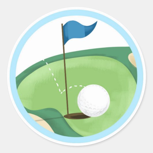 Golf Par-T-shirt Cupcake Topper Boy Birthday Favor Ronde Sticker (Voorkant)