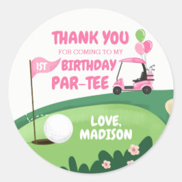 Golf Par-T-shirt Cupcake Topper Boy Birthday Favor Ronde Sticker