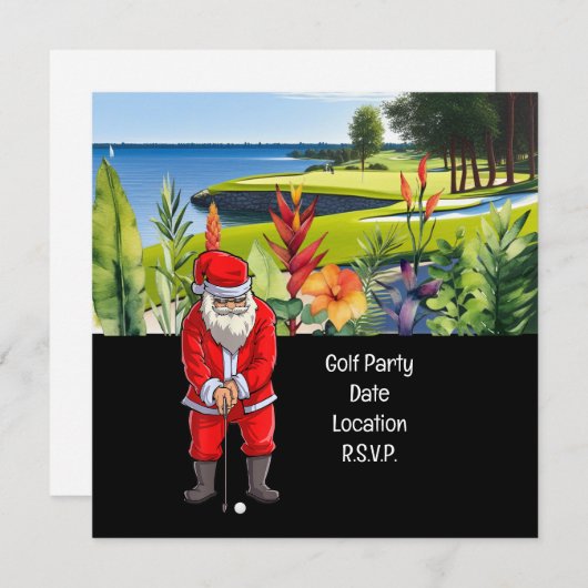Golf Par t-shirt feest Kerstman Kerst Hawaï Save The Date (Voorkant / Achterkant)