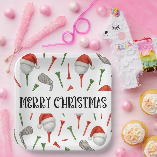 Golf Par t-shirt feest Santa Hat Kerst grappig Papieren Bordje (Feest)