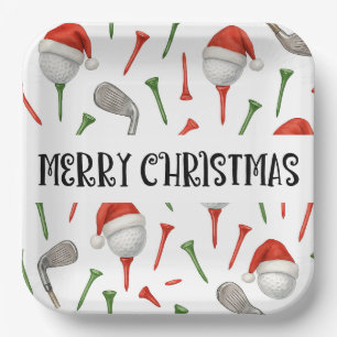 Golf Par t-shirt feest Santa Hat Kerst grappig Papieren Bordje