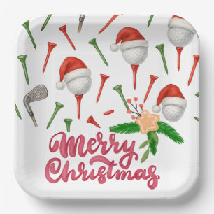 Golf Par t-shirt feest Santa Hat Kerst grappig Papieren Bordje
