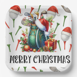 Golf Par t-shirt feest Santa Hat Kerst grappig Papieren Bordje
