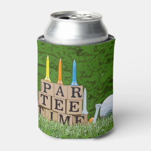 Golf Par t-shirt feesttijd met golfbal op groene C Blikjeskoeler