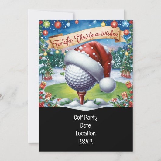 Golf Par t-shirt Golfer Kerstfeest Kaart (Voorkant)