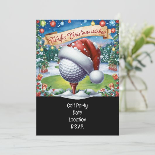 Golf Par t-shirt Golfer Kerstfeest Kaart (Staand voorkant)