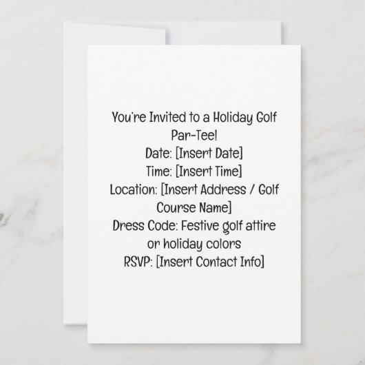 Golf Par t-shirt Golfer Kerstfeest Kaart (Achterkant)