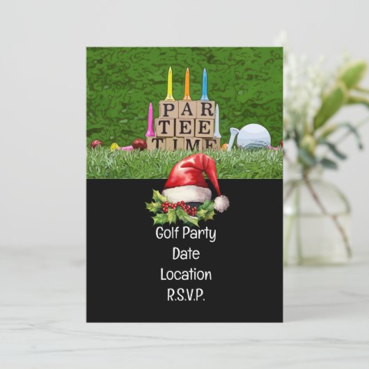 Golf Par t-shirt Golfer Kerstfeest Kaart (Staand voorkant)