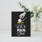 Golf par t-shirt golfer partij opslaan van de datu briefkaart (Staand voorkant)