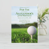 Golf Par T-shirt Golfer Verjaardagsuitnodiging Kaart (Staand voorkant)