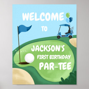 Golf Par-T-shirt Hole in One Boy Birthday Blue Wel Poster