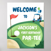 Golf Par-T-shirt Hole in One Boy Birthday Blue Wel Poster (Voorkant)
