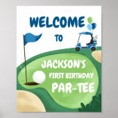 Golf Par-T-shirt Hole in One Boy Birthday Blue Wel Poster (Voorkant)