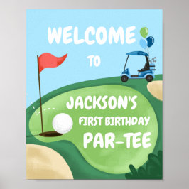 Golf Par-T-shirt Hole in One Boy Birthday Blue Wel Poster