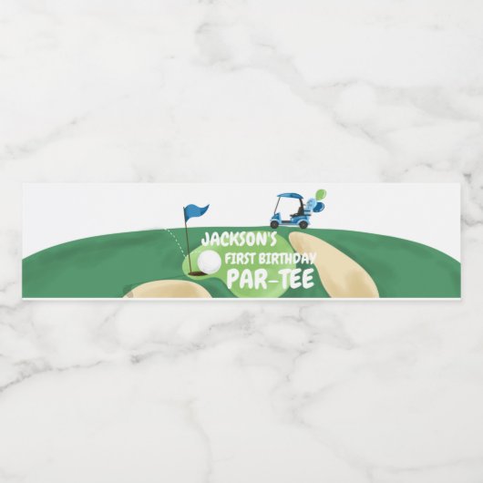 Golf Par-T-shirt Hole in One Boy Birthday Golfing  Waterfles Etiket (Enkel label)