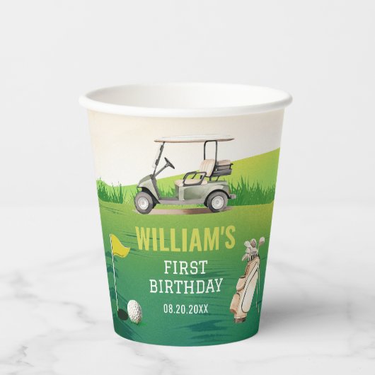Golf Par-T-shirt Hole in One Boy Verjaardag Papieren Bekers (Voorkant)