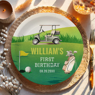 Golf Par-T-shirt Hole in One Boy Verjaardag Papieren Bordje